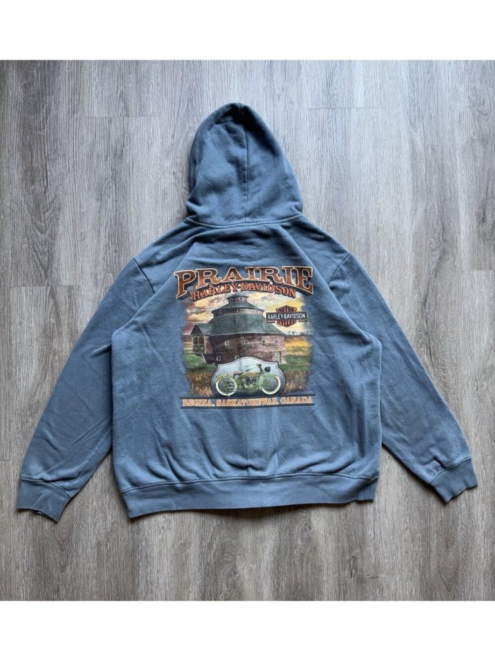 Rare Vintage Y2K Harley Davidson Prairie Regina Saskatchewan Full Zip Hoodie XL